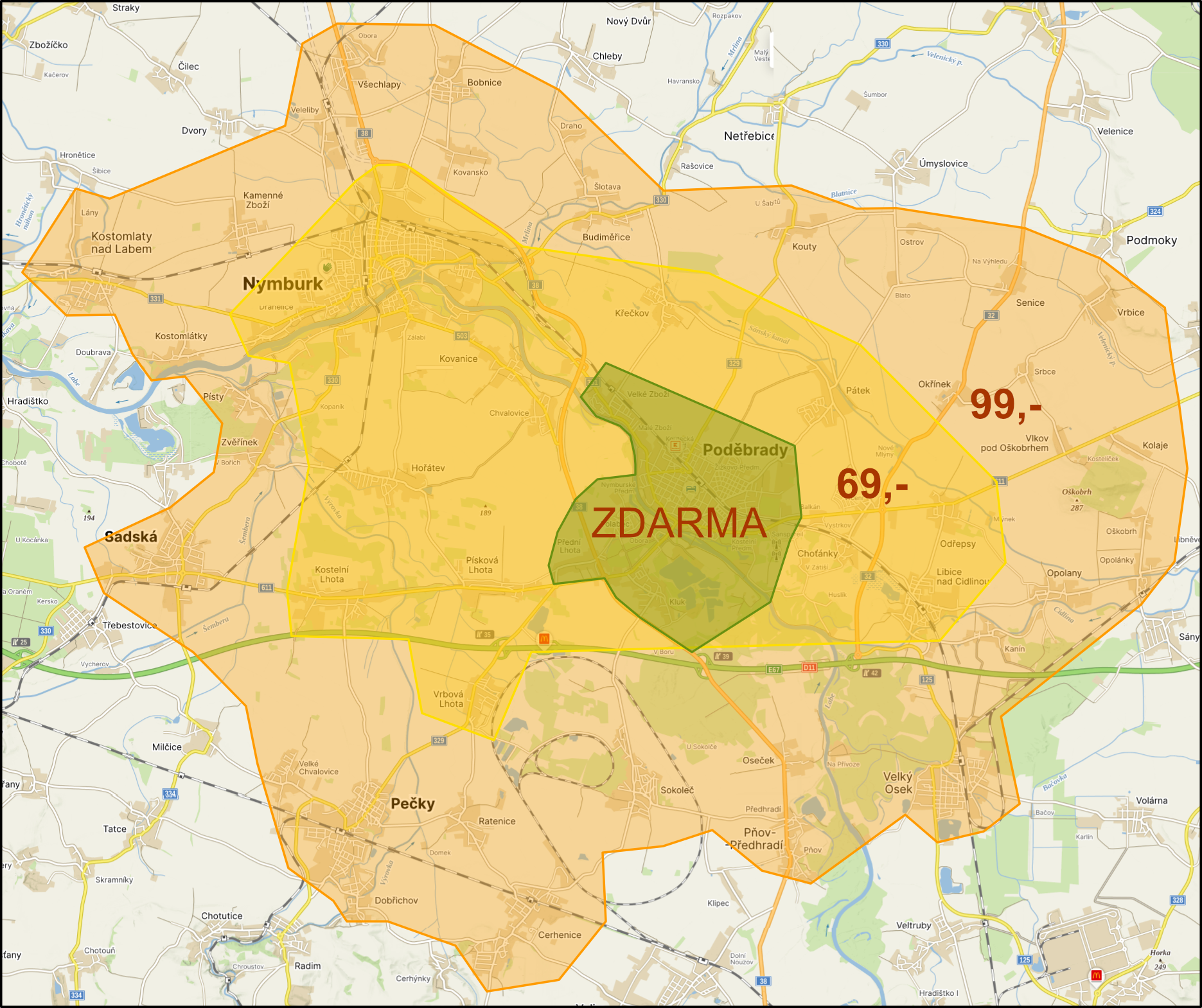 mapa s cenou